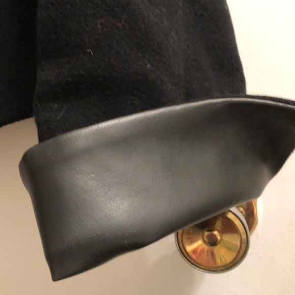 Newport News Black with Faux Leather Trim Pea Coat size 6 - Picture 3 of 6